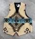 Vtg Men Women Large Western Vest Blanket Tribal Aztec Boho Artsy Wool Cowboy USA