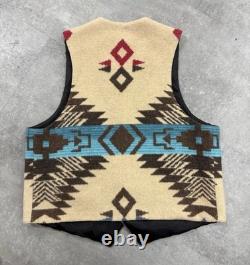 Vtg Men Women Large Western Vest Blanket Tribal Aztec Boho Artsy Wool Cowboy USA