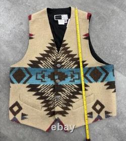 Vtg Men Women Large Western Vest Blanket Tribal Aztec Boho Artsy Wool Cowboy USA