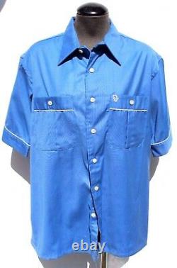 Vtg Mens 1970s Blue & White Christian Dior Designer Short Sleeve Collar Shirt