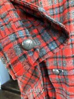 Vtg Mens Pendleton Wool 3 Button Red Sport Jacket Blazer Mens Sz L Large Plaid