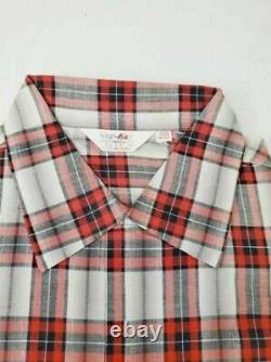 Vtg NOS 50s 60s Vee-Kay Sanforized Western Shirt L Deadstock Plaid Short Sleeve