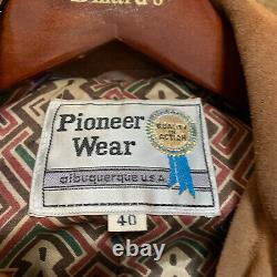 Vtg PIONEER WEAR Mens Size 40 Brown Suede leather Jacket Western