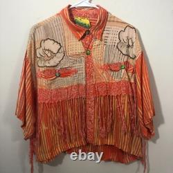 Vtg Paul Ropp Button Shirt One Size Old America Rayon 1989 Fringe Western Boho