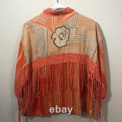 Vtg Paul Ropp Button Shirt One Size Old America Rayon 1989 Fringe Western Boho