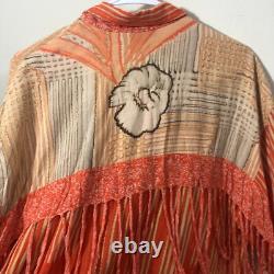 Vtg Paul Ropp Button Shirt One Size Old America Rayon 1989 Fringe Western Boho