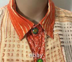 Vtg Paul Ropp Button Shirt One Size Old America Rayon 1989 Fringe Western Boho