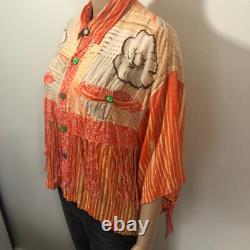 Vtg Paul Ropp Button Shirt One Size Old America Rayon 1989 Fringe Western Boho