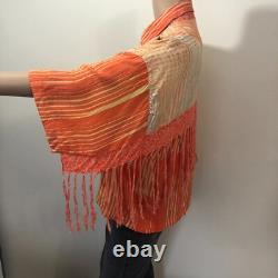 Vtg Paul Ropp Button Shirt One Size Old America Rayon 1989 Fringe Western Boho