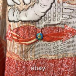 Vtg Paul Ropp Button Shirt One Size Old America Rayon 1989 Fringe Western Boho