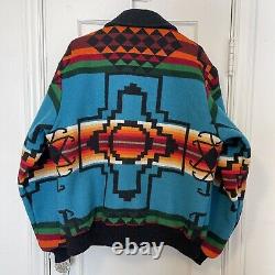 Vtg Pendleton Rare Color High Grade Western Wear Aztec Wool Jacket Bomber, Large