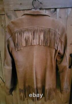 Vtg.'Pioneer Wear' Womens Suede Fringed Western Jacket S