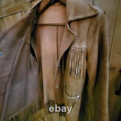 Vtg.'Pioneer Wear' Womens Suede Fringed Western Jacket S