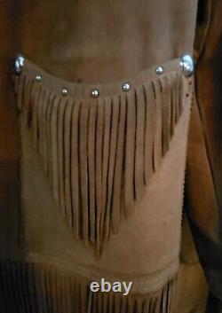 Vtg.'Pioneer Wear' Womens Suede Fringed Western Jacket S