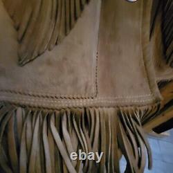 Vtg.'Pioneer Wear' Womens Suede Fringed Western Jacket S