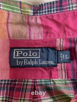 Vtg Polo Ralph Lauren Button Down Shirt Southwestern Navajo Aztec Plaid Mens L