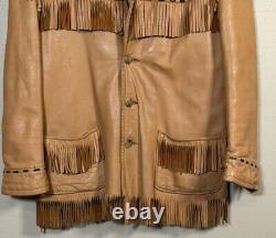 Vtg Rare Milfur Milwaukee Deerskin Leather Fringe Jacket Western Motorcycle Sz L