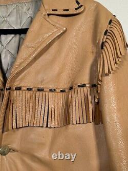 Vtg Rare Milfur Milwaukee Deerskin Leather Fringe Jacket Western Motorcycle Sz L