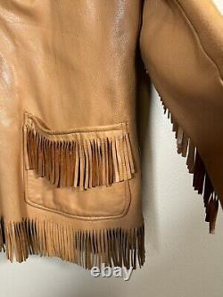 Vtg Rare Milfur Milwaukee Deerskin Leather Fringe Jacket Western Motorcycle Sz L