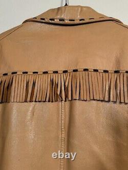 Vtg Rare Milfur Milwaukee Deerskin Leather Fringe Jacket Western Motorcycle Sz L