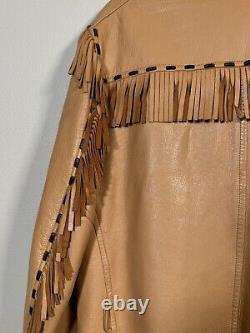 Vtg Rare Milfur Milwaukee Deerskin Leather Fringe Jacket Western Motorcycle Sz L