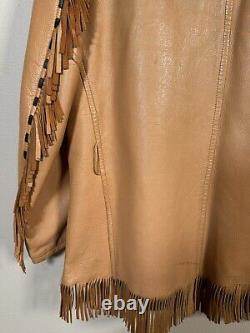 Vtg Rare Milfur Milwaukee Deerskin Leather Fringe Jacket Western Motorcycle Sz L