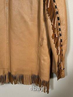 Vtg Rare Milfur Milwaukee Deerskin Leather Fringe Jacket Western Motorcycle Sz L