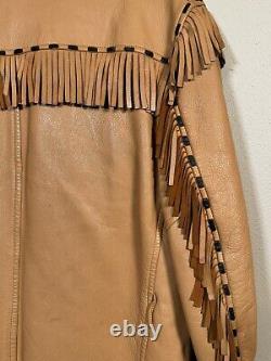 Vtg Rare Milfur Milwaukee Deerskin Leather Fringe Jacket Western Motorcycle Sz L