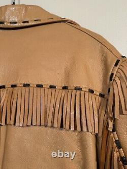 Vtg Rare Milfur Milwaukee Deerskin Leather Fringe Jacket Western Motorcycle Sz L