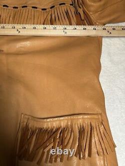 Vtg Rare Milfur Milwaukee Deerskin Leather Fringe Jacket Western Motorcycle Sz L