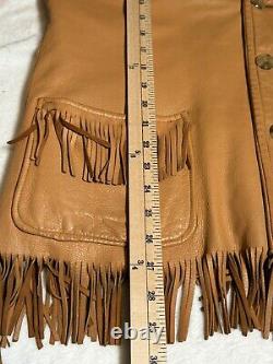 Vtg Rare Milfur Milwaukee Deerskin Leather Fringe Jacket Western Motorcycle Sz L