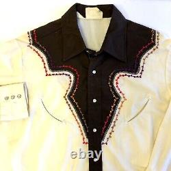 Vtg Rocking Ranchwear Kennington WESTERN Rockabilly EMBROIDERED Pearl Snap Shirt