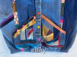 Vtg SFR Santa Fe Re-Creations Western Patchwork Suede Denim Jacket Cowgirl L