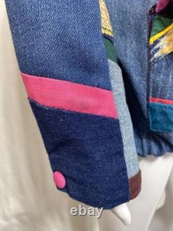 Vtg SFR Santa Fe Re-Creations Western Patchwork Suede Denim Jacket Cowgirl L