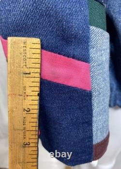 Vtg SFR Santa Fe Re-Creations Western Patchwork Suede Denim Jacket Cowgirl L