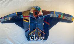 Vtg SFR Santa Fe Re-Creations Western Patchwork Suede Denim Jacket Cowgirl L