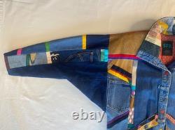 Vtg SFR Santa Fe Re-Creations Western Patchwork Suede Denim Jacket Cowgirl L
