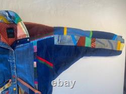 Vtg SFR Santa Fe Re-Creations Western Patchwork Suede Denim Jacket Cowgirl L
