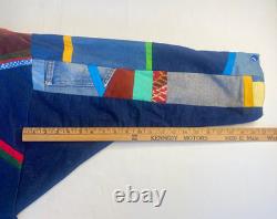 Vtg SFR Santa Fe Re-Creations Western Patchwork Suede Denim Jacket Cowgirl L