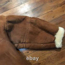Vtg Sawyer of Napa Shearling Lined Suede Leather Women's L Winter Coat Jacket