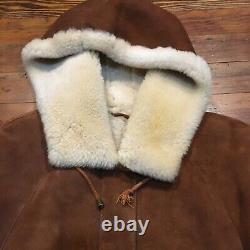 Vtg Sawyer of Napa Shearling Lined Suede Leather Women's L Winter Coat Jacket