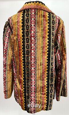 Vtg Tapestry Coat Blanket Jacket Tregos Western Rockabilly Velvet Hippie Boho
