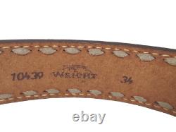 Vtg Tooled Western Belt with Award Medals Brass Buckle Customized SUE Women's L