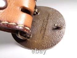 Vtg Tooled Western Belt with Award Medals Brass Buckle Customized SUE Women's L