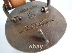 Vtg Tooled Western Belt with Award Medals Brass Buckle Customized SUE Women's L