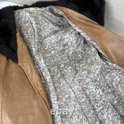 Vtg Tregos Leather Trench Coat Western Faux Fur Penny Lane Boho Wmns 12R Belted