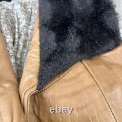 Vtg Tregos Leather Trench Coat Western Faux Fur Penny Lane Boho Wmns 12R Belted