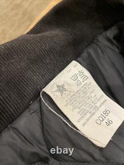 Vtg Union Made USA Carhartt Western Duck Work Wear Jacket Black Lined Distress