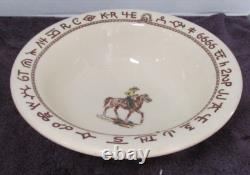 Vtg Wallace Pottery Western Ho Rodeo Pattern Lrg 9 1/4 Round Serving Bowl