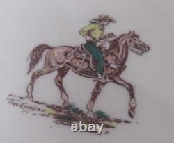 Vtg Wallace Pottery Western Ho Rodeo Pattern Lrg 9 1/4 Round Serving Bowl